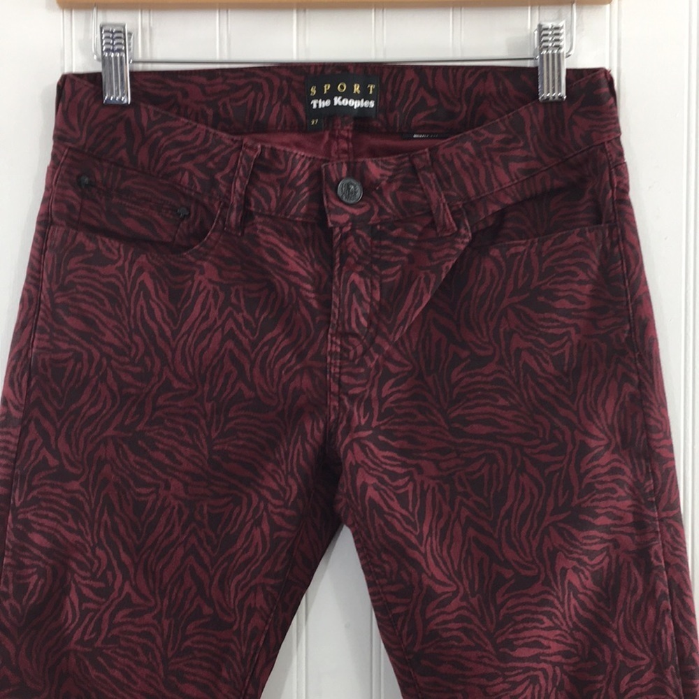 The Kooples‎ Sport Red Black Zebra Print Skinny Jeans Womens 27 Short Fit
